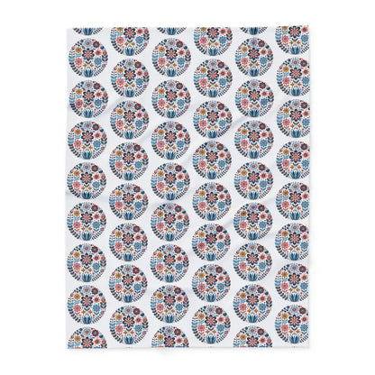 Vibrant Flowers Inside Circles Arctic Fleece Blanket - Home Decor