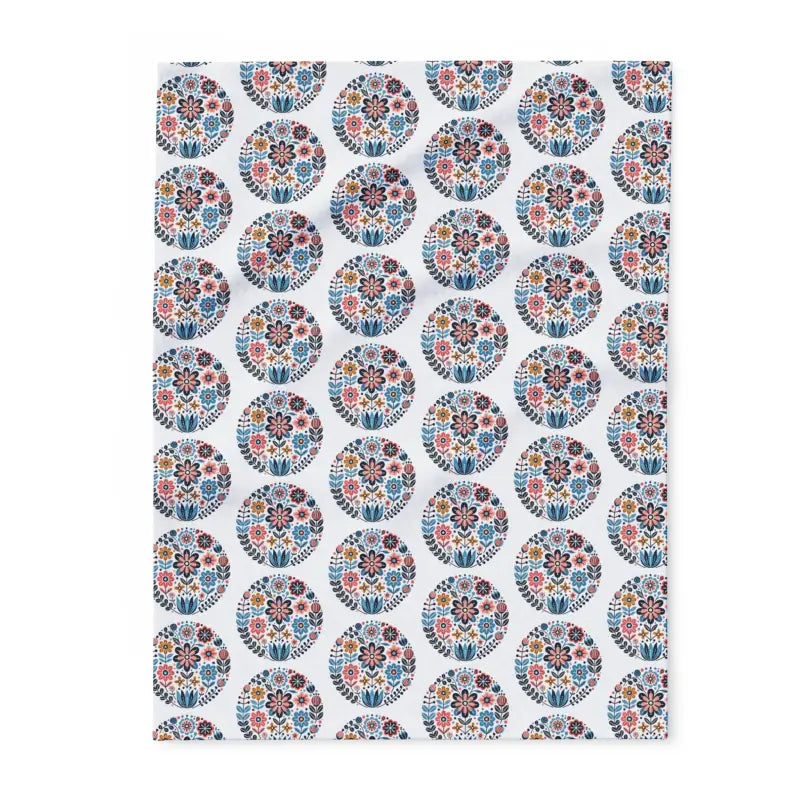 Vibrant Flowers Inside Circles Arctic Fleece Blanket - Home Decor