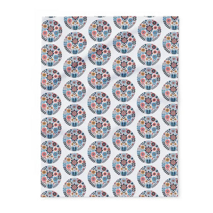 Vibrant Flowers Inside Circles Arctic Fleece Blanket - Home Decor