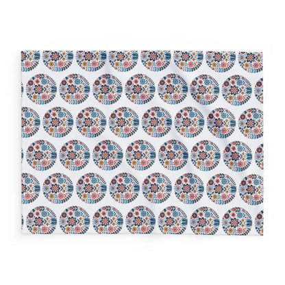 Vibrant Flowers Inside Circles Arctic Fleece Blanket - Home Decor