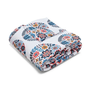 Home Decor - Arctic Fleece Blanket - Vibrant Flowers Inside Circles - Dipaliz