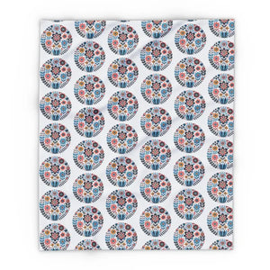 Home Decor - Arctic Fleece Blanket - Vibrant Flowers Inside Circles - Dipaliz 50’’ × 60’’