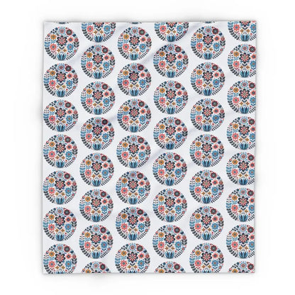 Vibrant Flowers Inside Circles Arctic Fleece Blanket - 50’’ × 60’’ Home Decor