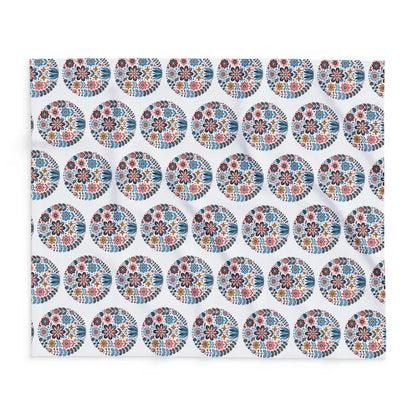 Vibrant Flowers Inside Circles Arctic Fleece Blanket - Home Decor