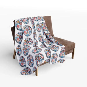 Home Decor - Arctic Fleece Blanket - Vibrant Flowers Inside Circles - Dipaliz