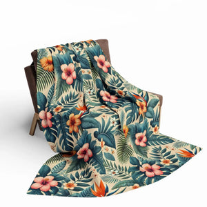 Vibrant Arctic Fleece Blanket – Bold Leaves - Dipaliz - Blankets