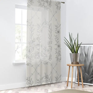 Stylish Flower Sketch Window Curtains - Artistic Home Decor - Dipaliz - Sheer / White / 50’’ × 84’’