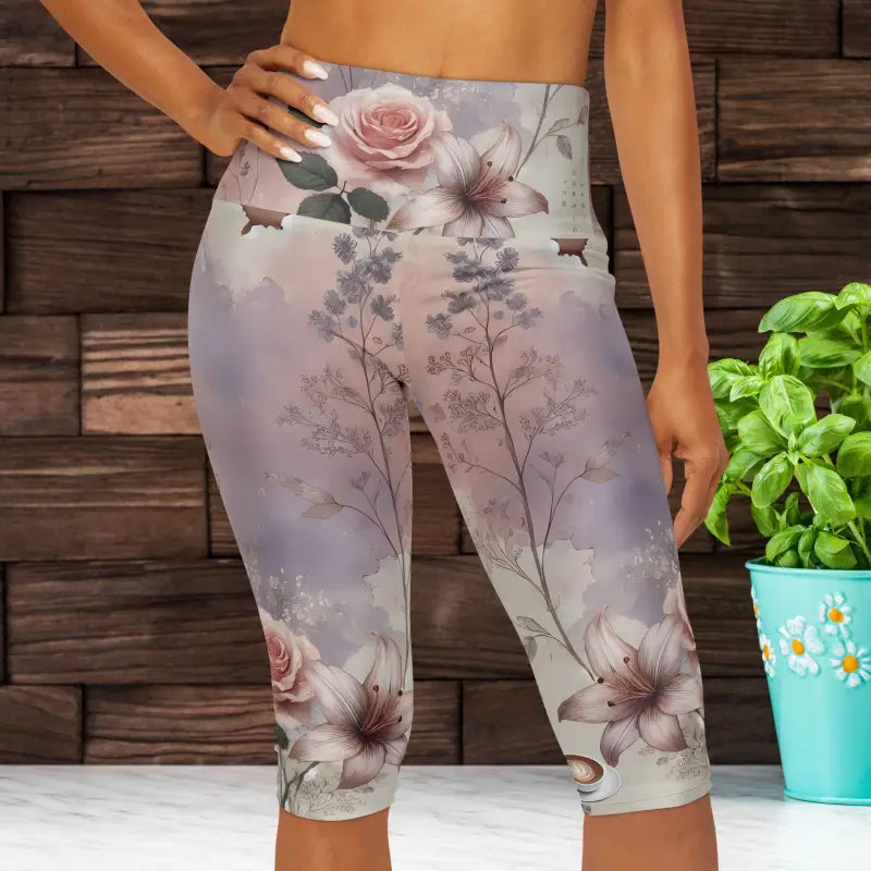 Bloom Into Comfort with Flower Yoga Capri Leggings - 2xs All Over Prints