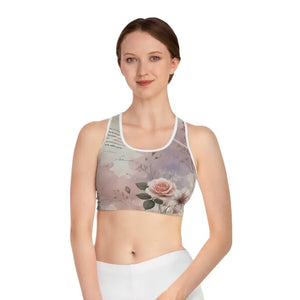 Dazzling Lavender Floral Sports Bra - Fierce Style Support - Dipaliz - s / White Stitching - Bras