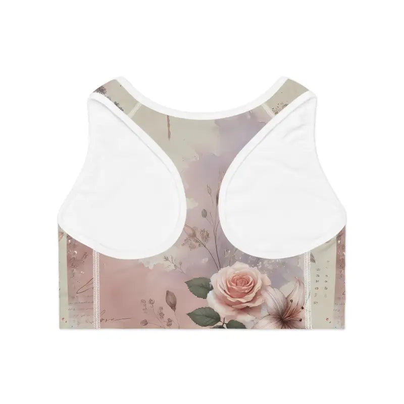 Lavender Floral Sports Bra with Compression Fit Style - Bras