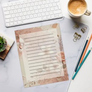 Notepads - Floral Fantasy Pastel Pink Notepad Elegance - Dipaliz