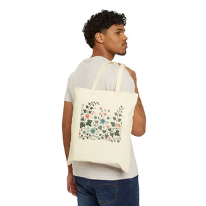 Vibrant Flowers Cotton Canvas Tote - Colorful Statement Bag - Dipaliz - Bags