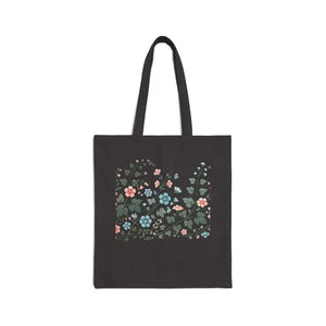 Vibrant Flowers Cotton Canvas Tote - Colorful Statement Bag - Dipaliz - Bags