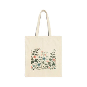 Vibrant Flowers Cotton Canvas Tote - Colorful Statement Bag - Dipaliz - Bags
