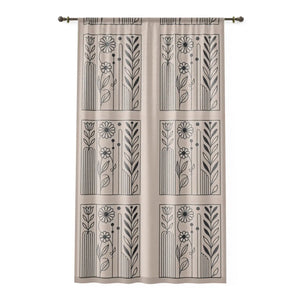 Enchanting Flowers Outlines Window Curtain 100% Polyester - Dipaliz - Curtains