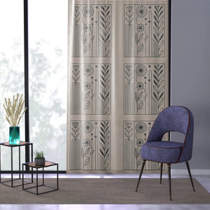Enchanting Flowers Outlines Window Curtain 100% Polyester - Dipaliz - Curtains