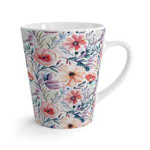 Latte Mug - Flowers Pattern 12oz Design - Dipaliz
