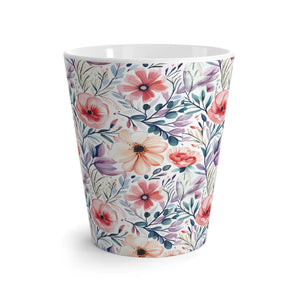 Latte Mug - Flowers Pattern 12oz Design - Dipaliz