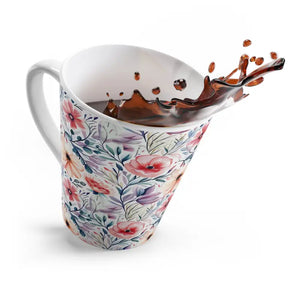 Mug - Latte Flowers Pattern 12oz Mood Boosting Design - Dipaliz