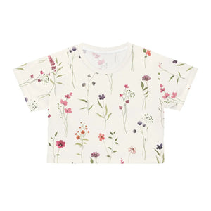 Floral Aop Crop Tee - Flowers Pattern Soft Polyester - Dipaliz - T-shirts