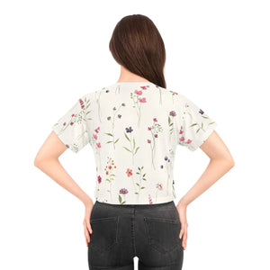 Floral Aop Crop Tee - Flowers Pattern Soft Polyester - Dipaliz - T-shirts