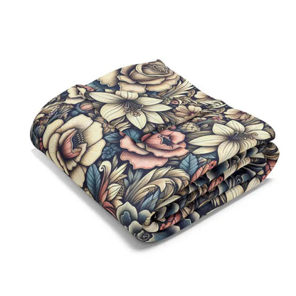 Vibrant Arctic Fleece Blanket with Flowers Pattern - Home Decor