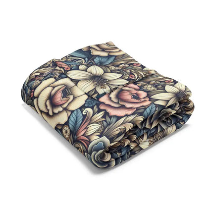 Vibrant Arctic Fleece Blanket with Flowers Pattern - Home Decor