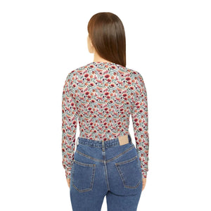 Watercolor Poppy Pattern Women’s Long Sleeve V-neck Shirt (aop) - T-shirts