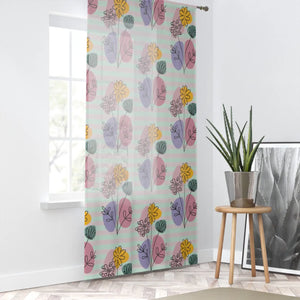 Modern Floral Striped Window Curtain 50x84 - Dipaliz - Curtains