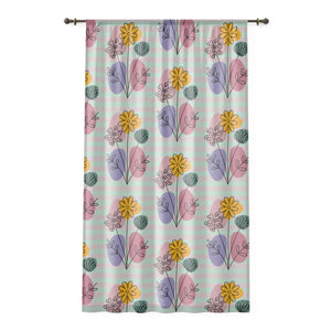 Modern Floral Striped Window Curtain 50x84 - Dipaliz - Curtains
