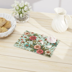Vibrant Floral Vine Cutting Board – Tempered Glass - Dipaliz - Boards