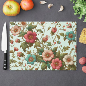 Vibrant Floral Vine Cutting Board – Tempered Glass - Dipaliz - Boards