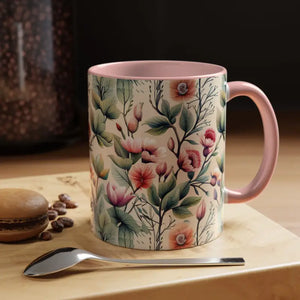 Mug - Accent Coffee - Flowers Vines 11oz Two-tone - Dipaliz
