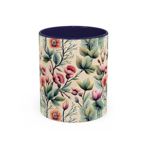 Mug - Accent Coffee - Flowers Vines 11oz Two-tone - Dipaliz Navy