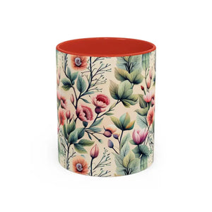 Mug - Accent Coffee - Flowers Vines 11oz Two-tone - Dipaliz Red