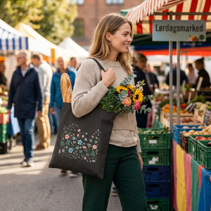 Dipaliz flowers cotton canvas tote vibrant - bags