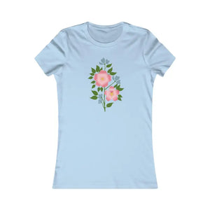 Women’s Favorite Tee - Pink Flower Print Comfort Style - Dipaliz - l / Baby Blue - T-shirts