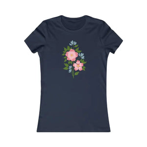 Women’s Favorite Tee - Pink Flower Print Comfort Style - Dipaliz - s / Navy - T-shirts