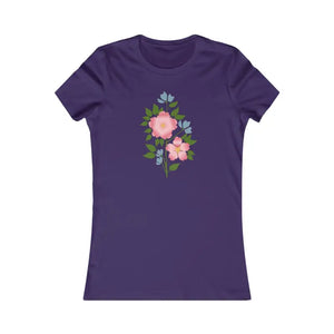 Women’s Favorite Tee - Pink Flower Print Comfort Style - Dipaliz - s / Team Purple - T-shirts