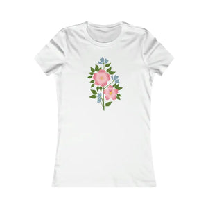 Women’s Favorite Tee - Pink Flower Print Comfort Style - Dipaliz - s / White - T-shirts