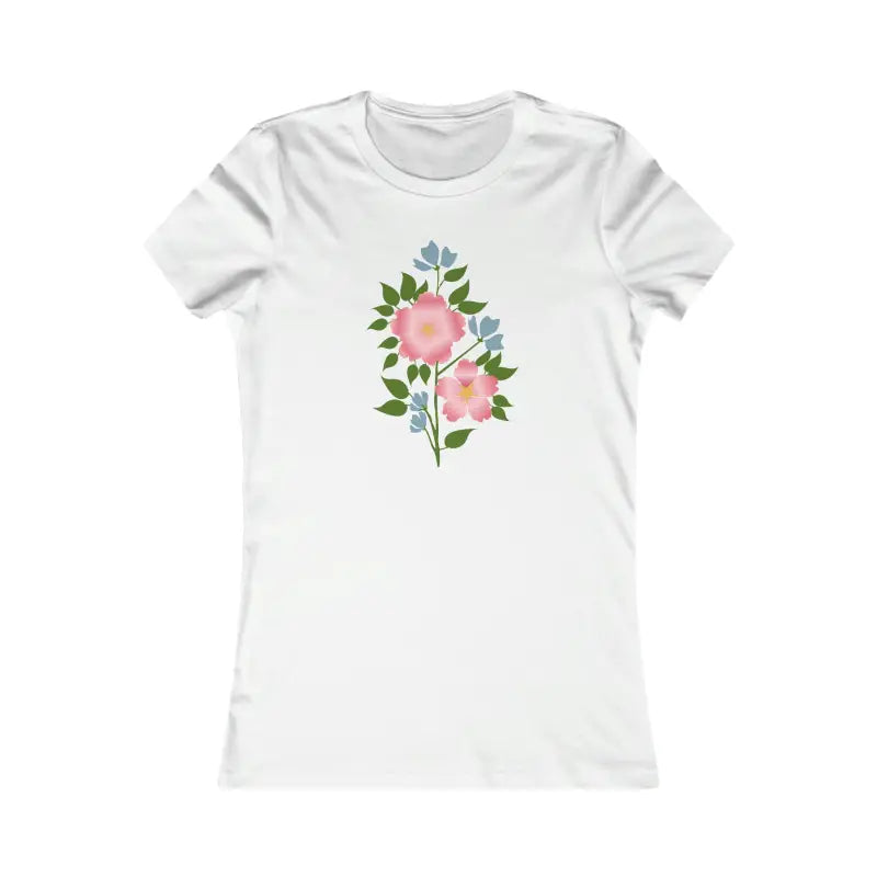 Blossom in Comfort: Women’s Favorite Pink Flower Tee - s / White T-shirt