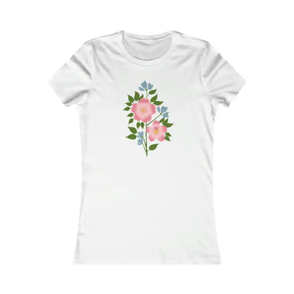 Blossom in Comfort: Women’s Favorite Pink Flower Tee - s / White T-shirt