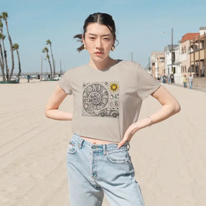 Beach Vibes Shirt - Designer Flowy Cropped Tee Perfect - Dipaliz - T-shirts