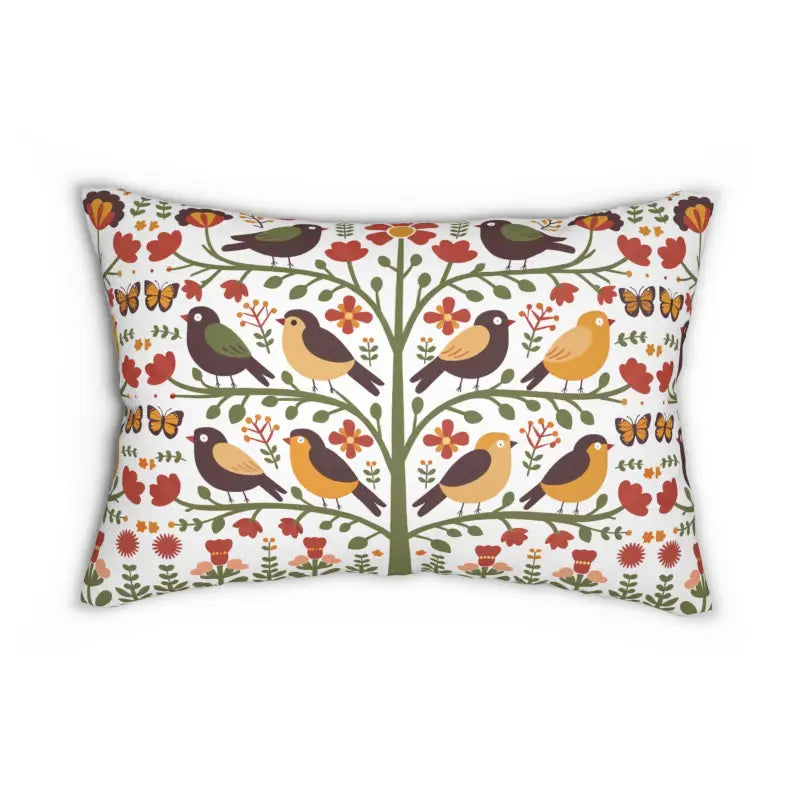 Birds on Trees Cozy Polyester Lumbar Pillow for Style & Comfort - 20’’ × 14’’ Home Decor