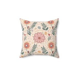 Pink Floral Pillows - Polyester Throw Pillow Decor - Dipaliz - 14’’ ×