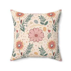 Pink Floral Pillows - Polyester Throw Pillow Decor - Dipaliz - 20’’ ×