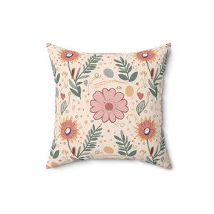Pink Floral Pillows - Polyester Throw Pillow Decor - Dipaliz