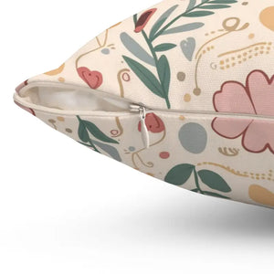 Pink Floral Pillows - Polyester Throw Pillow Decor - Dipaliz