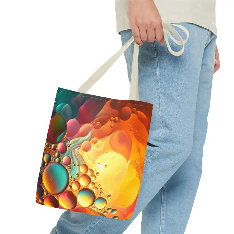 Vibrant Abstract Tote Bag with Black Cotton Handles - Bags