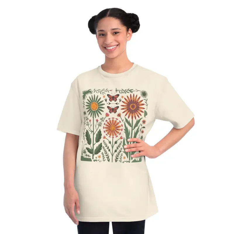 Flutter Into Style with Cottagecore Butterflies Cotton Tees - Natural / s T-shirt